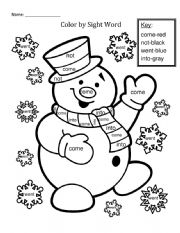 English Worksheet: color by sight word-January
