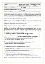 English Worksheet: 8th grade Exam n1