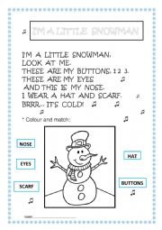 English Worksheet: Im a little snowman