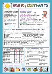 English Worksheet: HAVE TO / DON�T HAVE TO