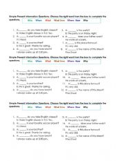 English Worksheet: Question Words practice