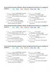 Question Words practice