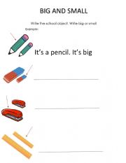 Big and small with school objects