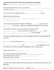 The Murder of Emmett Till - PBS American Experience Worksheet