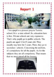 English Worksheet: 8th form project work (School Report)