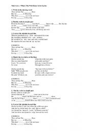 English Worksheet: Song worksheet - Nick Cave: Where the wild roses grow