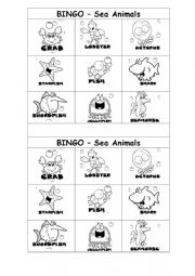 English Worksheet: bingo sea animals