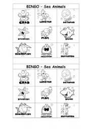English Worksheet: bingo sea animals