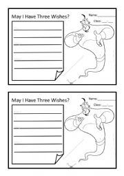 English Worksheet: aladdin wish writing task