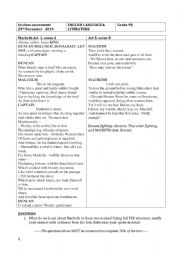 English Worksheet: Macbeth  summative analysis test (a)