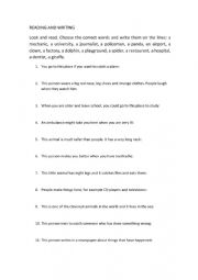 English Worksheet: Reading and writing