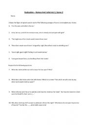 English Worksheet: Romeo and Juliet Analysis of Text