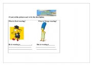 English Worksheet: clothes-The Simpsons 
