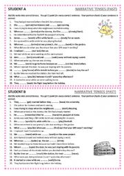 English Worksheet: Narrative tenses - pair work