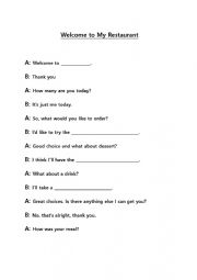 English Worksheet: Restaurant Conversation