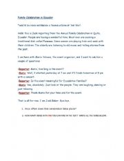 English Worksheet: family celebrations in ecuador