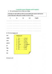 English Worksheet: countable vs uncountable nouns 