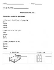 English Worksheet: Winnie The Witch Test
