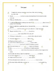 English Worksheet: conditional test paper