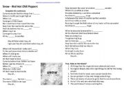English Worksheet: Snow - Red Hot Chilli Peppers