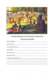 English Worksheet: Painting Analyses (Georges Seurat and Vincent Van Gogh)