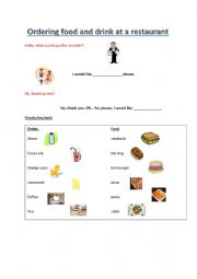 English Worksheet: food and drink