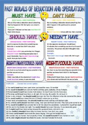 English Worksheet: PAST MODALS OF DEDUCTIONS AND SPECULATION