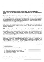 English Worksheet: The World language