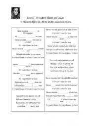 English Worksheet: thrid conditional song adele