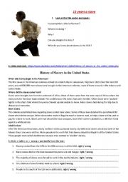 English Worksheet: 12 years a slave trailer and history of slavery in America