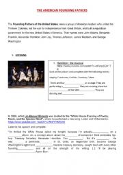 English Worksheet: THE AMERICAN FOUNDING FATHERS + HAMILTON MUSICAL