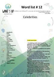 English Worksheet: Celebrities Worksheet