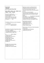 English Worksheet: a song activity