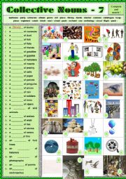 English Worksheet: COLLECTIVE NOUNS 7  -  exercises  + KEY