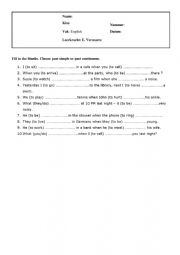 English Worksheet: Grammar: past simple and continuous