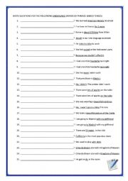 WRITE QUESTIONS FOR THE FOLLOWING UNDERLINED WORDS OR PHRASES (MIXED TENSES)