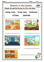 English Worksheet: Rooms in the hoom
