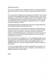 English Worksheet: EXAMPLE OF A SPEECH