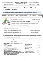 mid term test 1 for 7th form