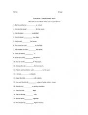 English Worksheet: Simple Present Verbs - Affirmative