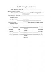 English Worksheet: SONG Shell Be Coming Round the Mountain