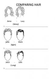 English Worksheet: COMPARING TYPES OF HAIR