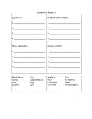 English Worksheet: Recipe Sorting 1