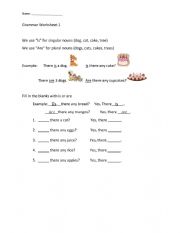 English Worksheet: Is or Are