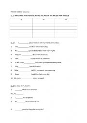 English Worksheet: PRESENT SIMPLE EXERCISES