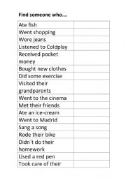 English Worksheet: Find someone who