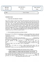 3rd FORM MID TERM TEST 1 TUNISIAN PROGRAM