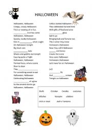 English Worksheet: Halloween song