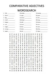 English Worksheet: comparative adjectives wordsearch