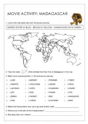 English Worksheet: MADAGASCAR 2 MOVIE ACTIVITY